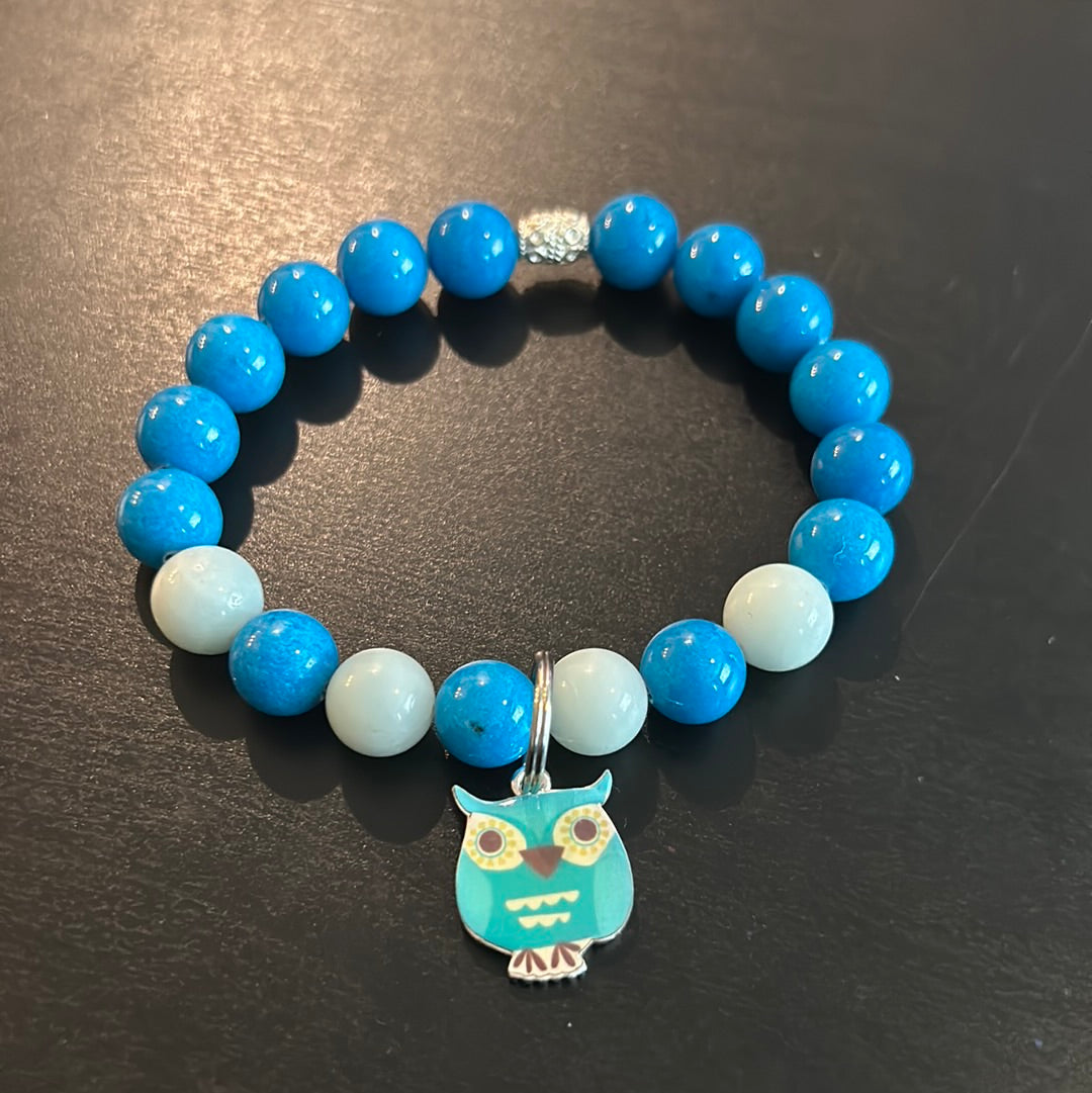 Shades of Blue w/Cute Owl Charm