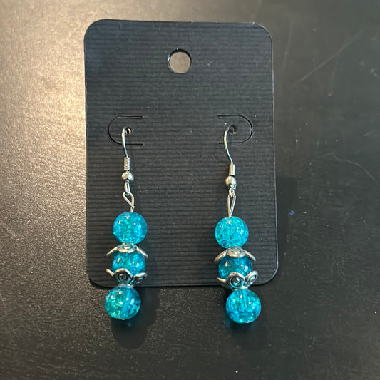 Crystal crackled blue & silver earrings