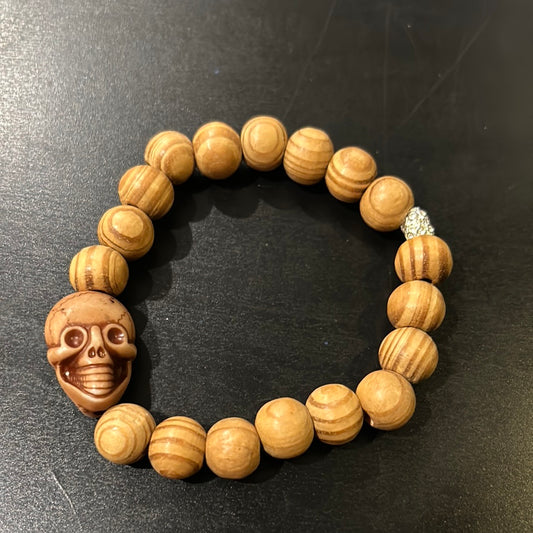 Wooden beads a/3D Skull