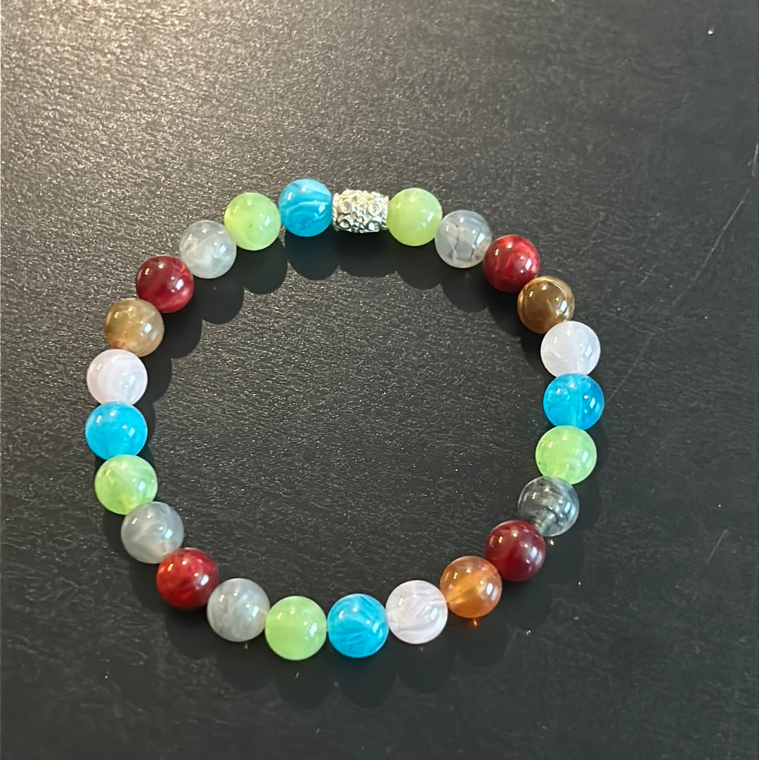 Multi colored beaded stretch bracelet