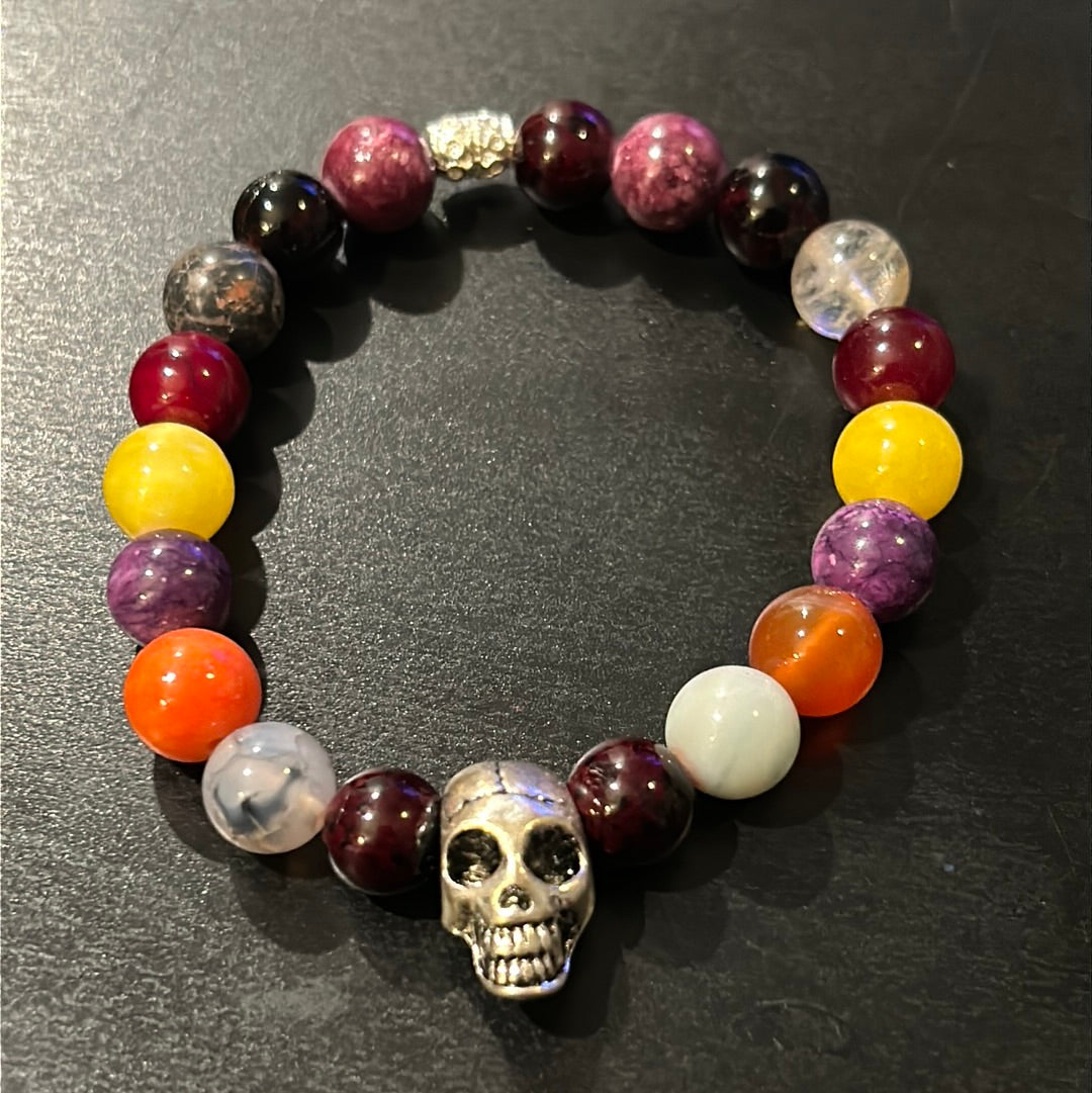 Multi colored w/3D Metal Skull