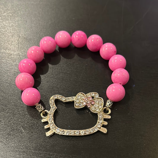 Pink Bubblegum stones w/Rhinestone Hello Kitty