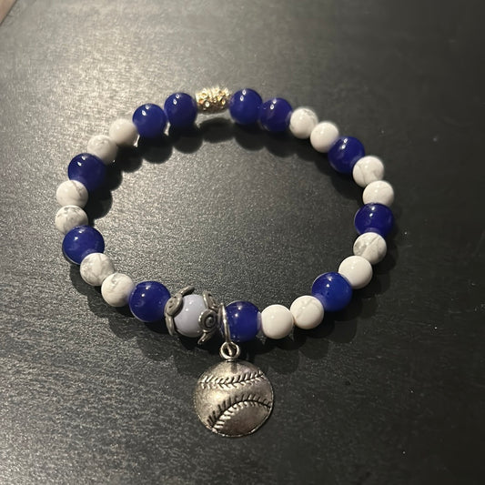 Navy Blue & White Baseball charm