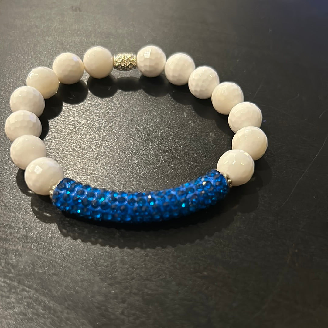 White stones w/Cobalt Blue Rhinestone Tube