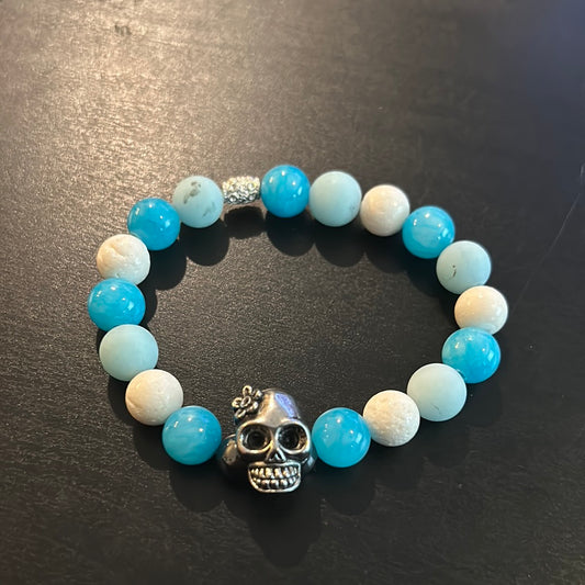 Shades of Blue Metal Sugar Skull