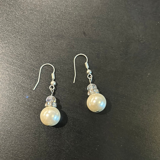 Faux pearl Rhinestone drop earrings