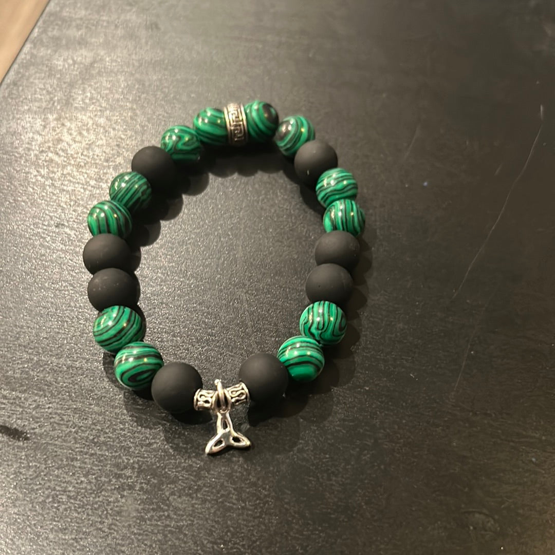 Green swirled w/Black Matte stones Irish Celtic