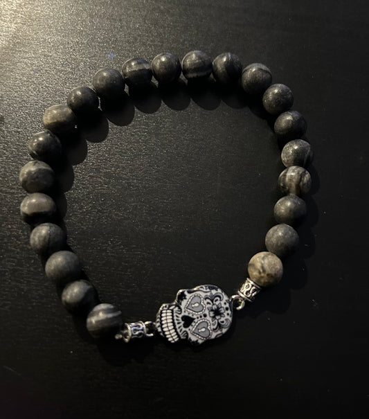 Marble stones w/Grey Sugar Skull customer made for singer “Teddy Swims”
