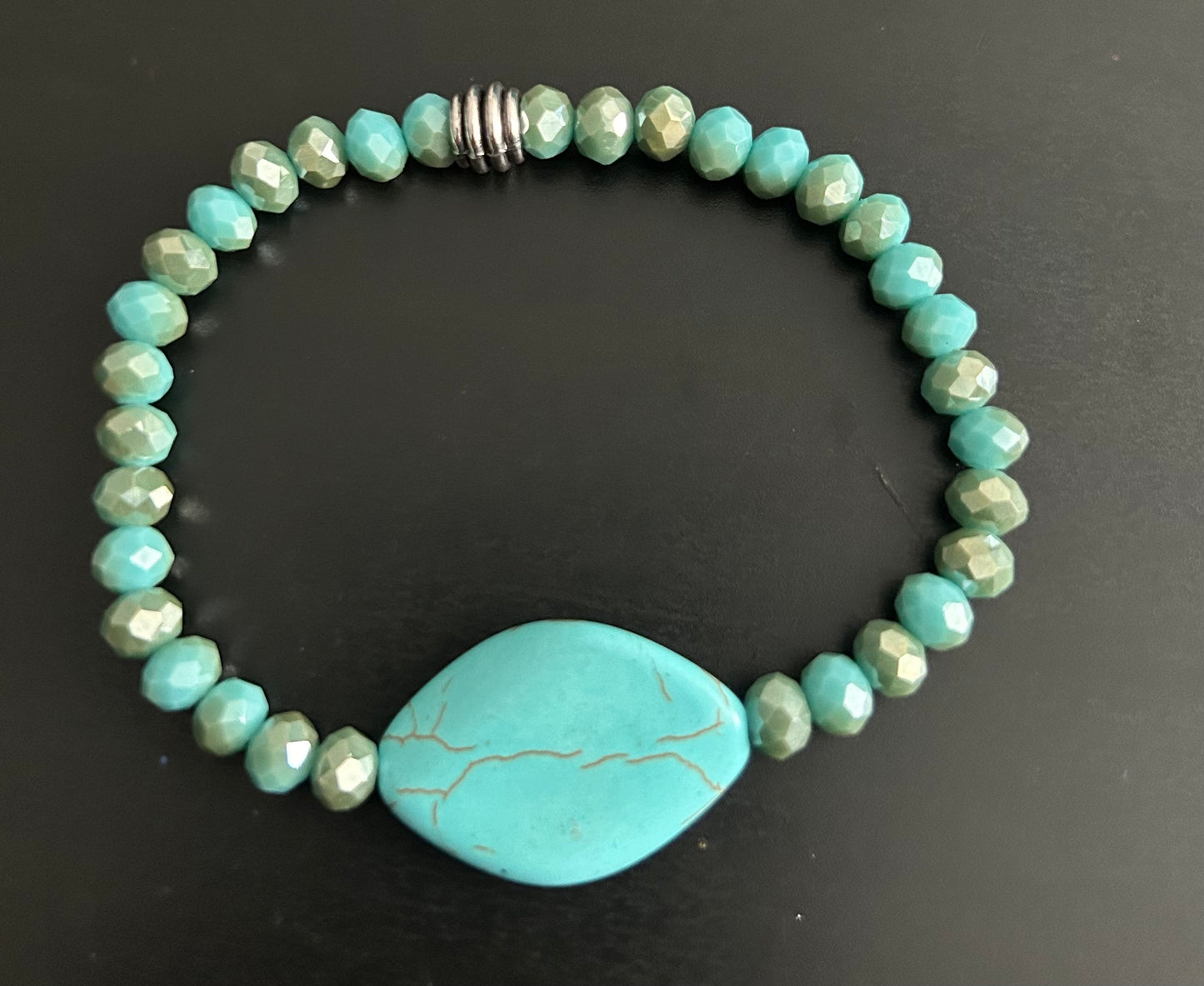 Cracked Turquoise gemstone accent stone w/irisdecent turquoise shimmer stones