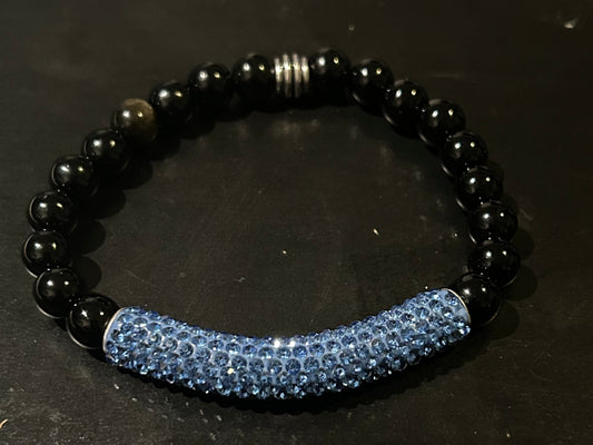 Pale blue Rhinestone bar bracelet