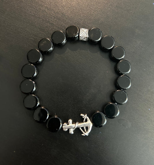 Black flat stones w-Silver metal Anchor