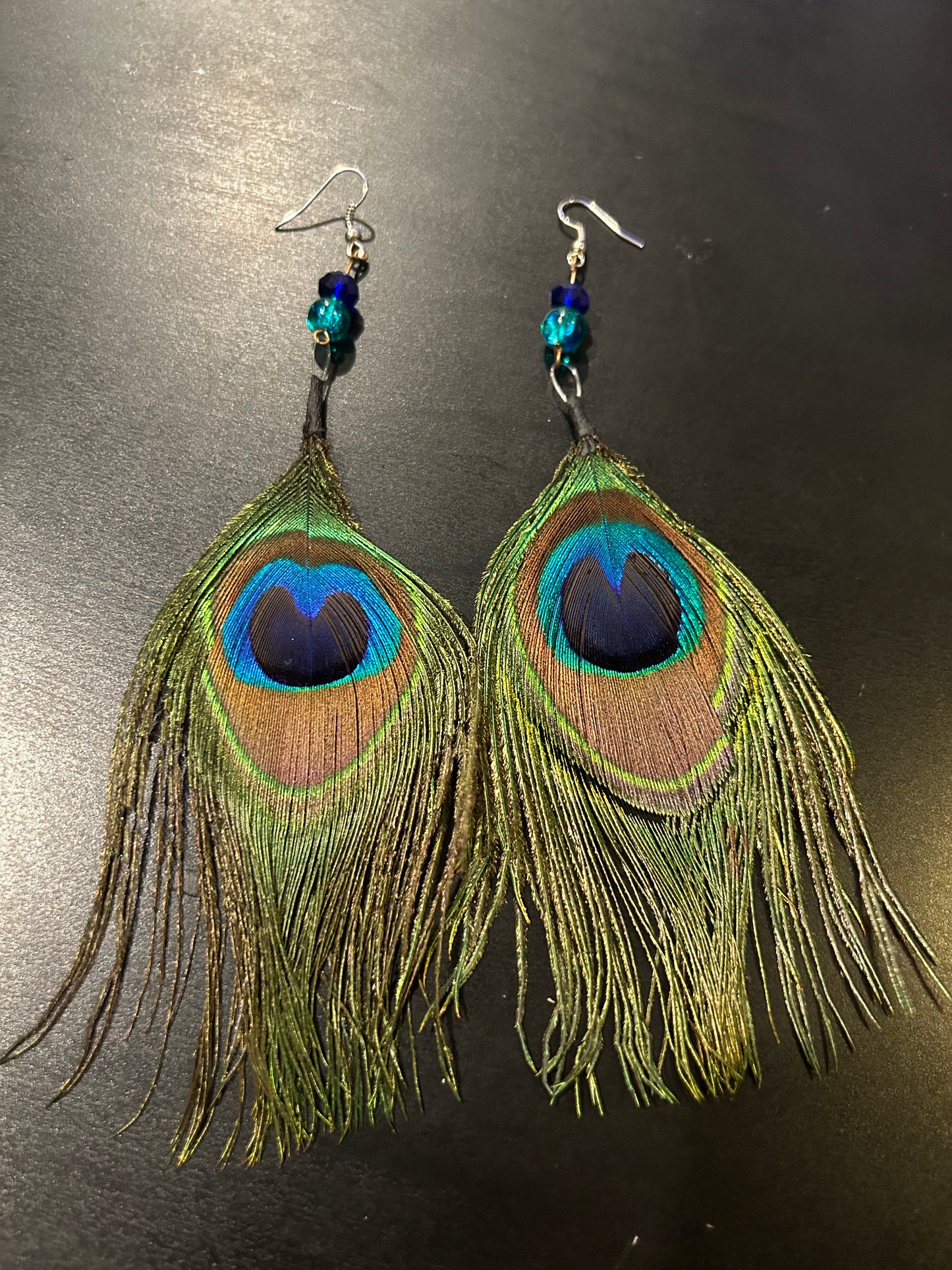 Peacock feather earrings