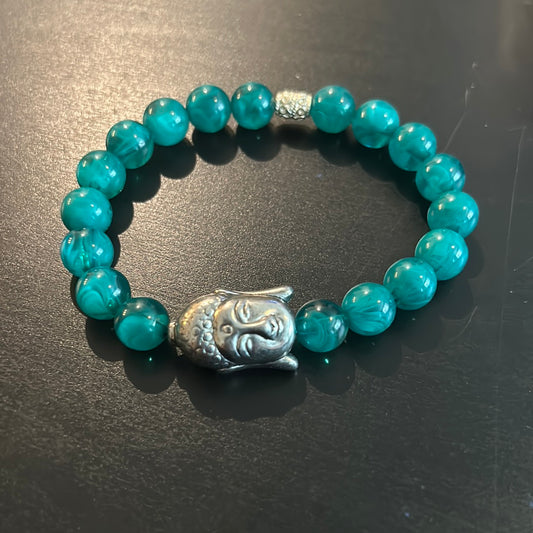 Teal beads w/Buddha