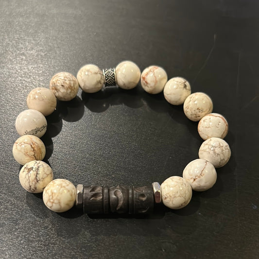 Ivory gemstones w/Wooden Tribal bar