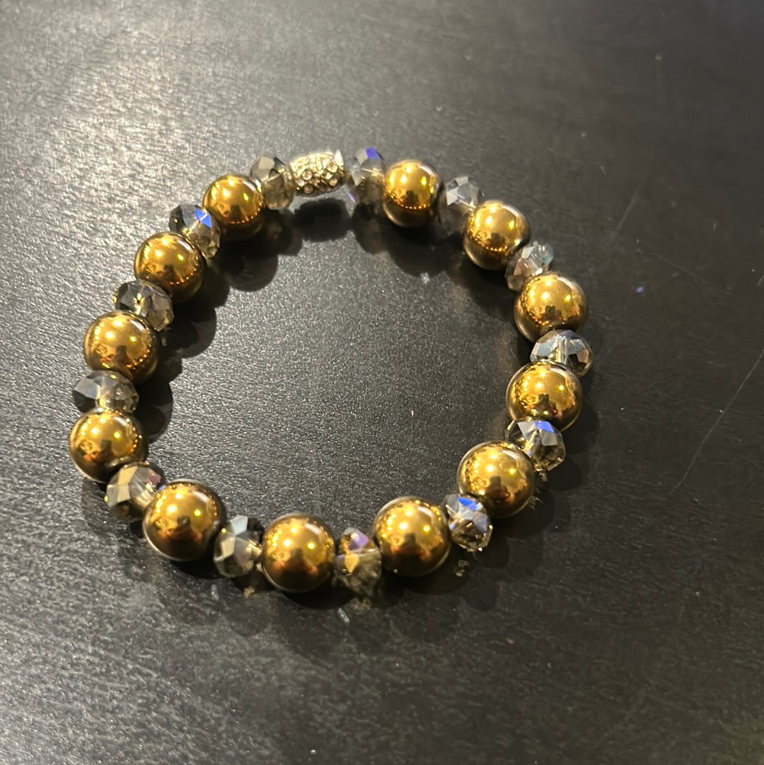 Gold Hematite metal w/Shimmer stones