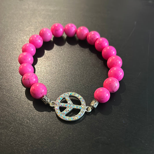 Hot Pink Rhinestone Peace sign