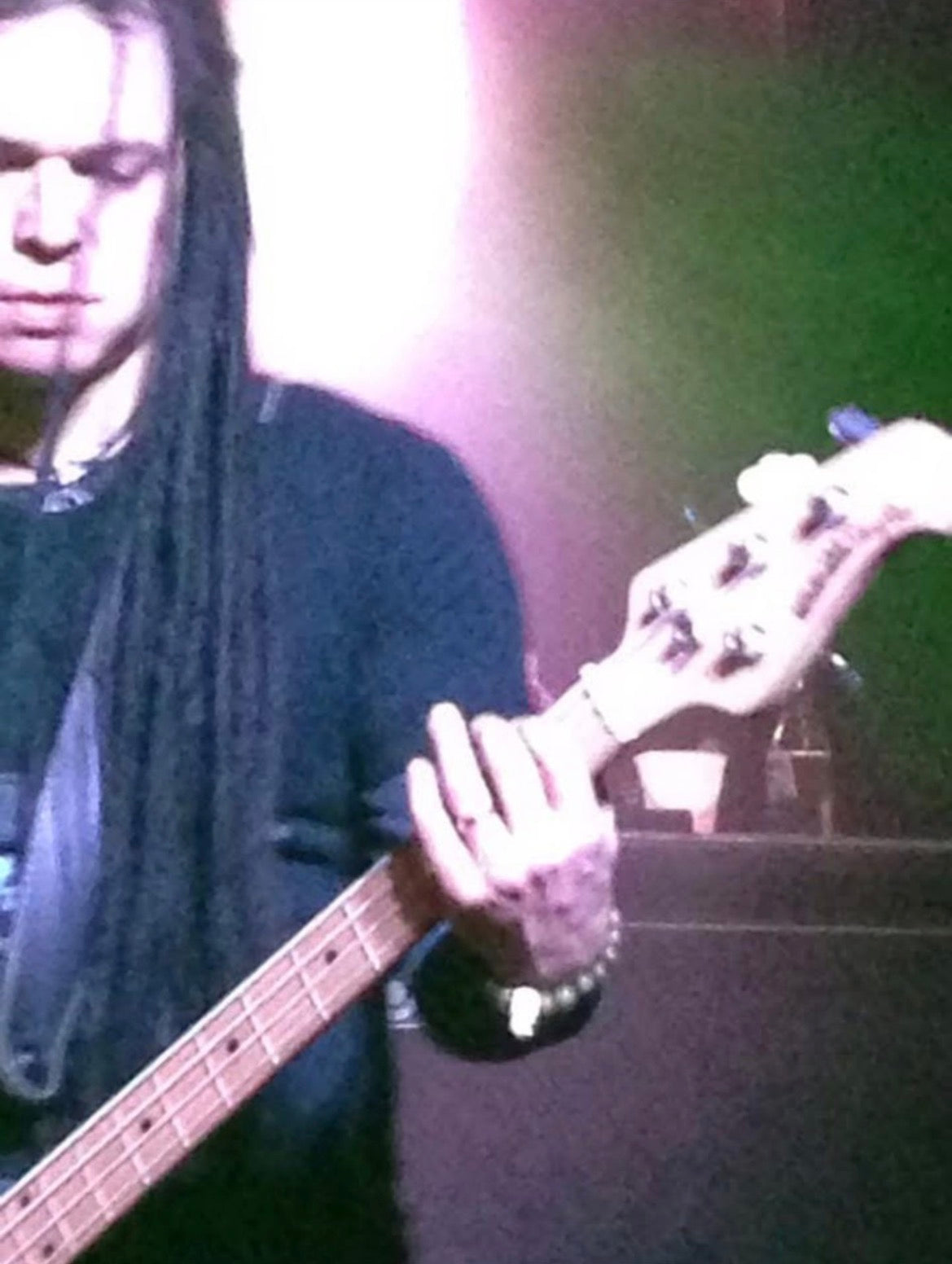 “Brad Stewart” (“Saliva” Bass Guitarist, former bands “Fuel” & “Shinedown”) wearing 3D metal skull bracelet