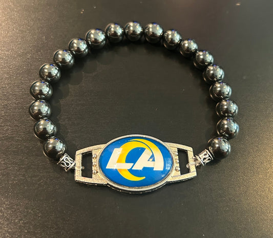 Hematite metal stones w/LA Chargers NFL fan game bracelet