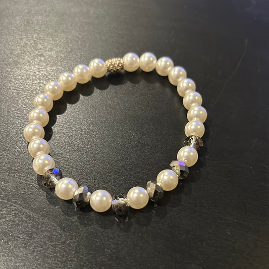 Ivory faux pearls w/shimmer facets stones