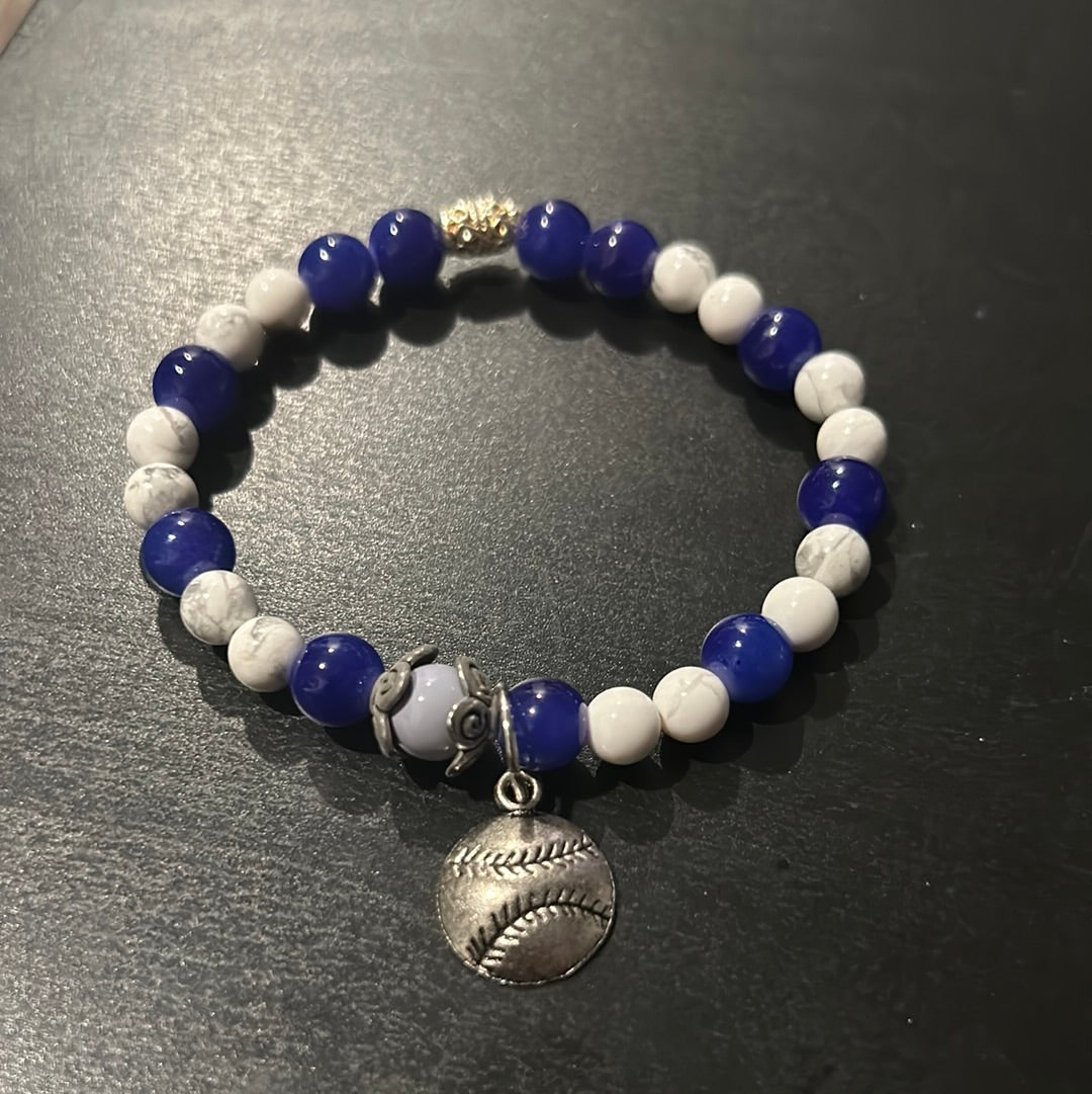 Navy Blue & White Baseball charm