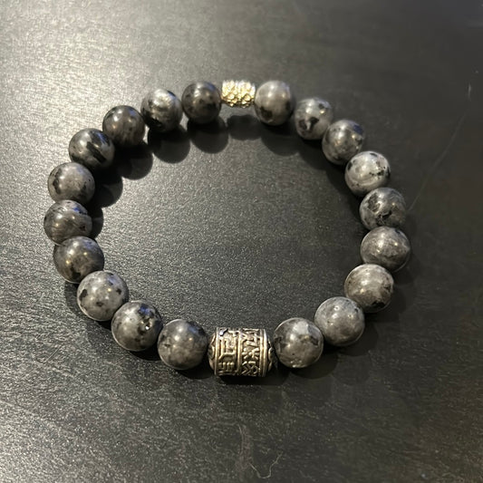 Grey Gemstones w/Silver metal Asian accent