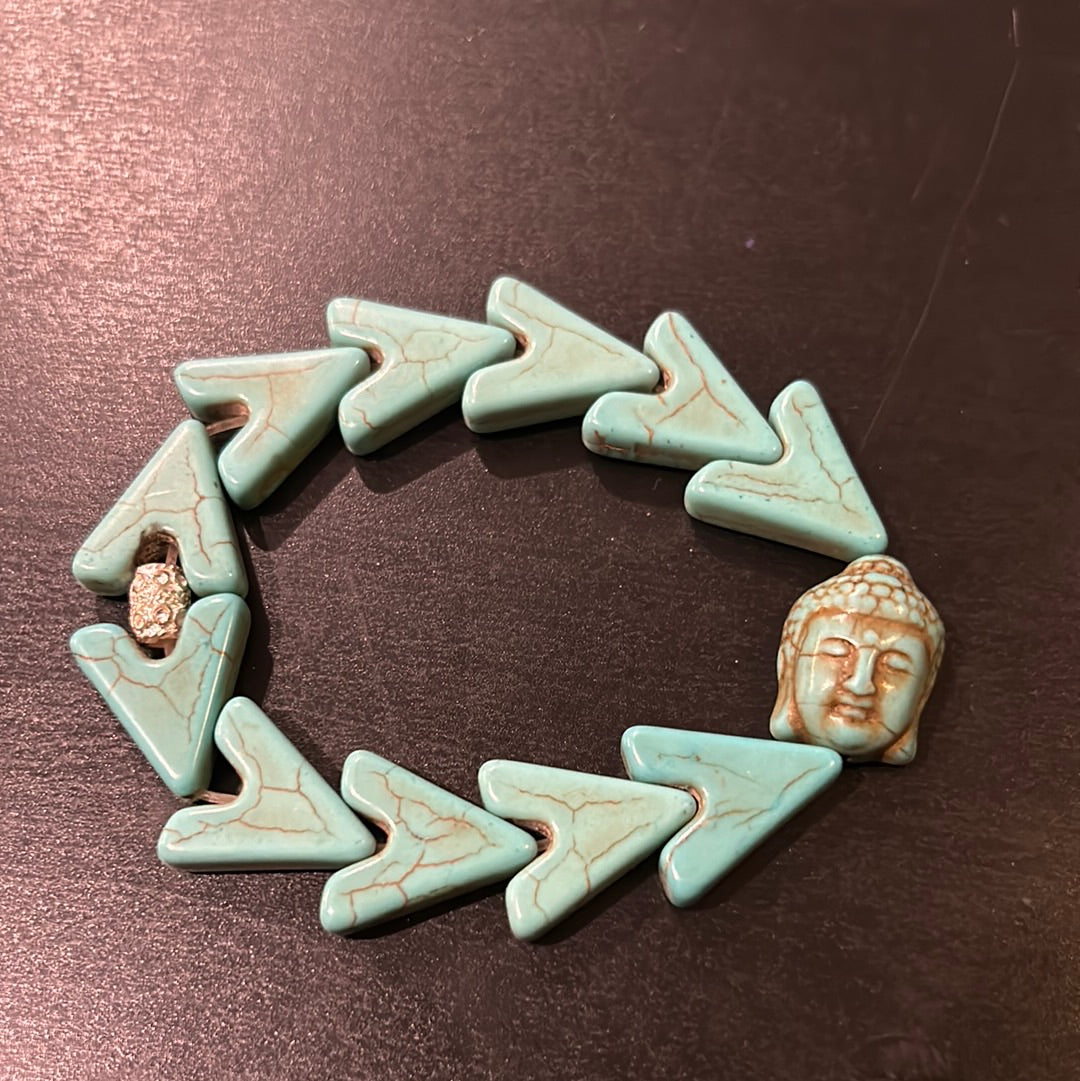 Triangle Crackled Turquoise Buddha