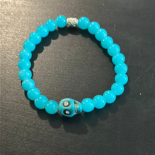 Turquoise Blue Rhinestone Skull