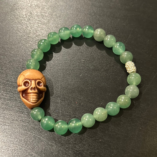 Green Jade gemstones w/3D Skull