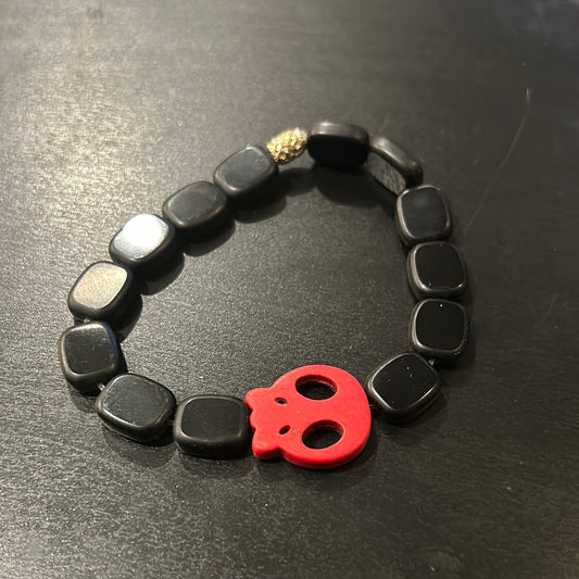 Flat Black Stones w/Red Sugar Skull