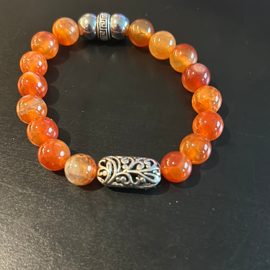 Tangerine cranked Agate gemstones w/silver filagree