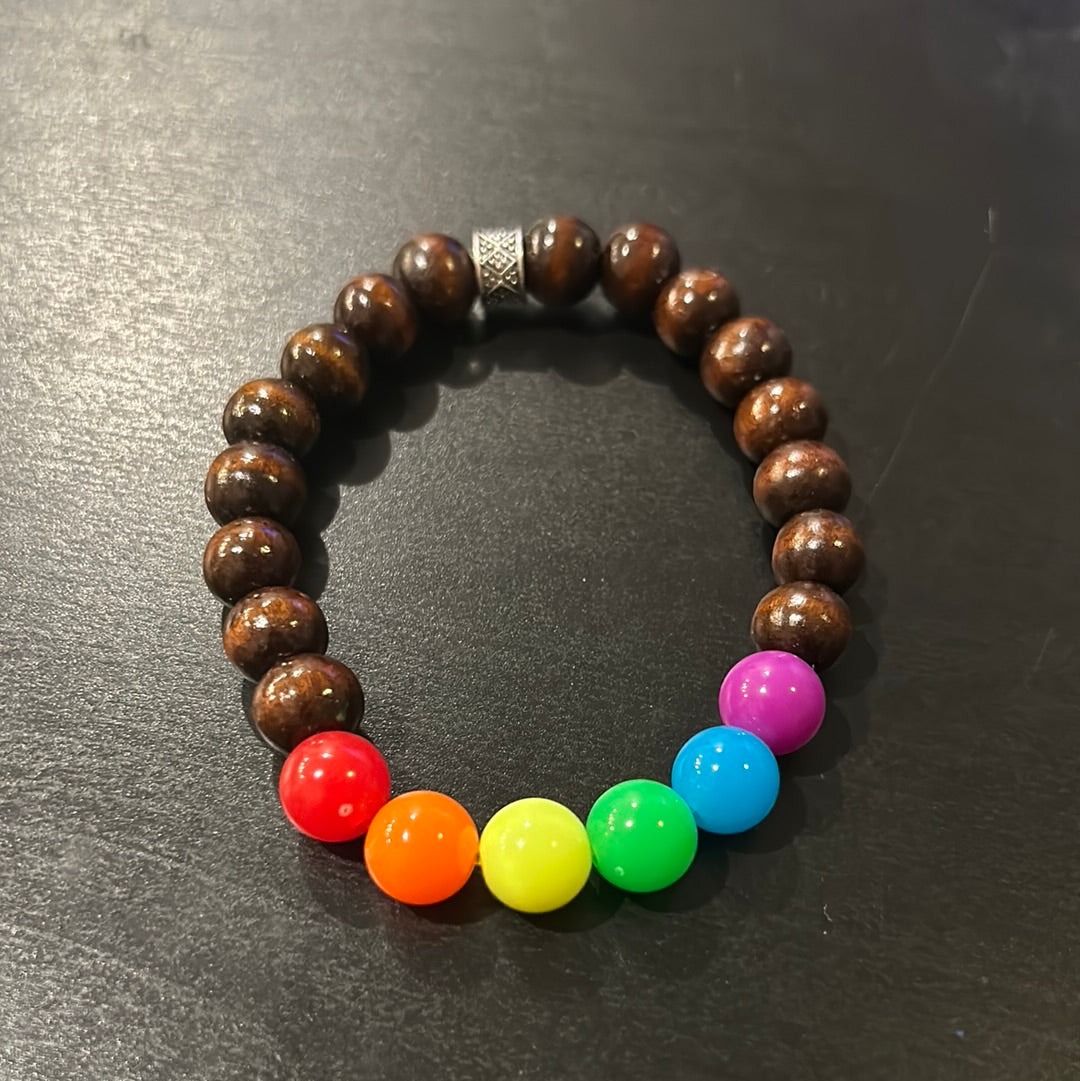 Rainbow w/wooden beads