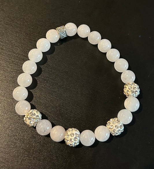 Moonstone white w/rhinestone white accents