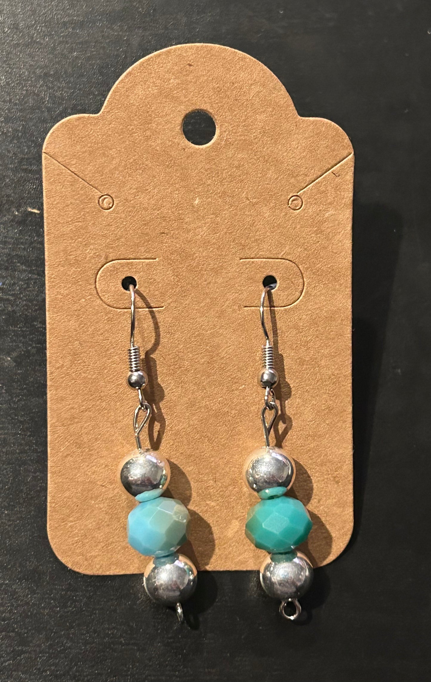 Silver & Turquoise shimmer faceted earrings