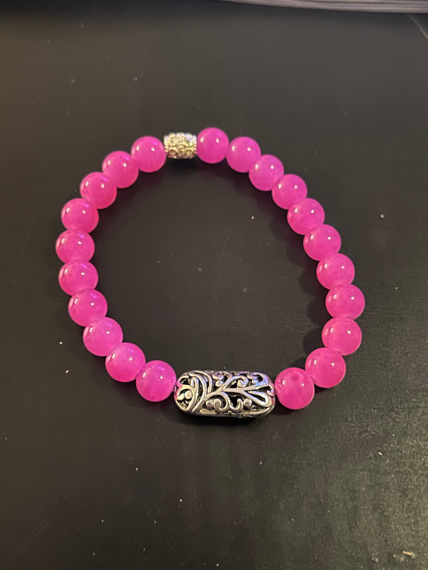 Hot pink stones w/Metal filigree