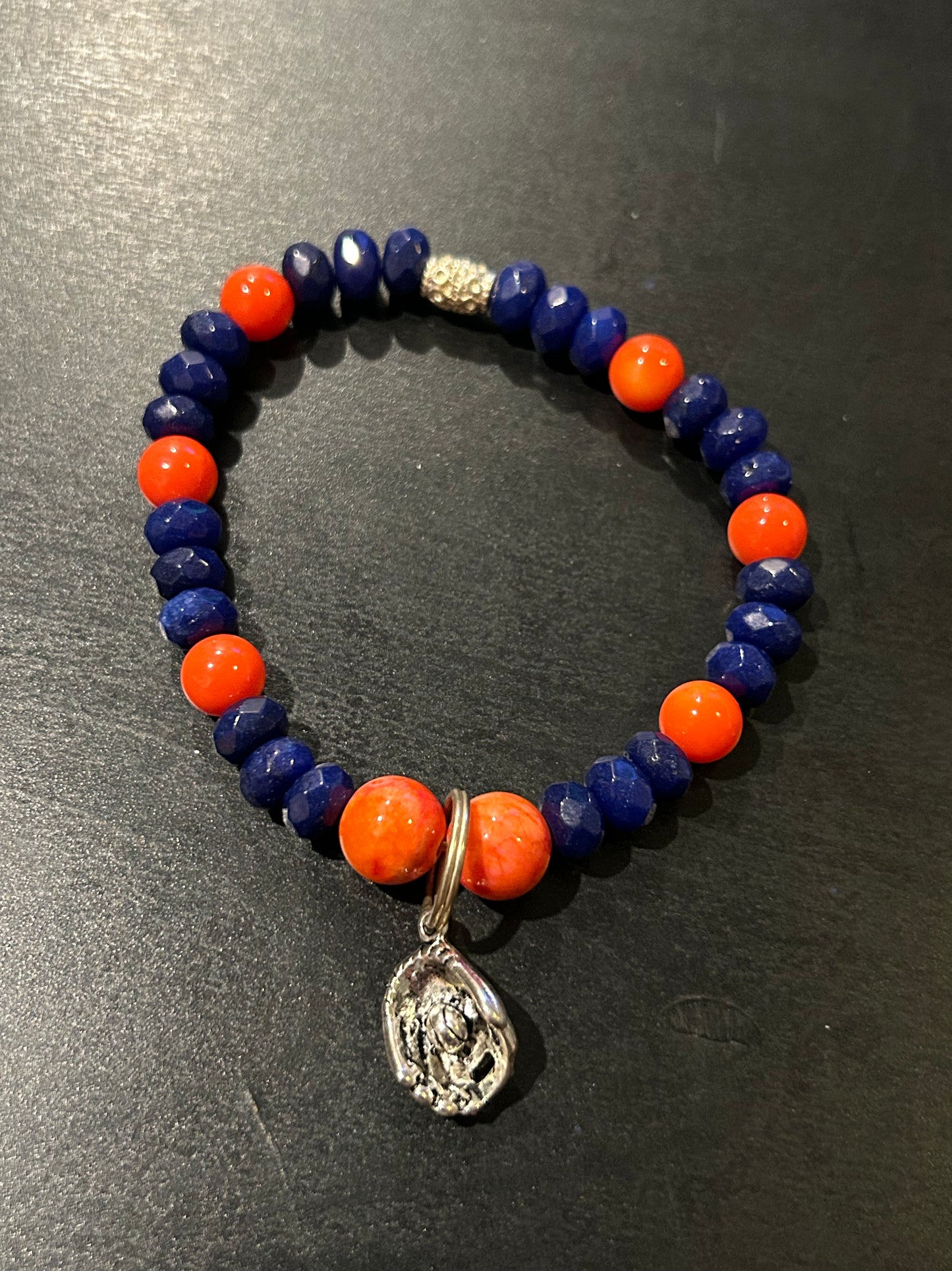 Orange & Cobalt Blue beads w/mini baseball glove