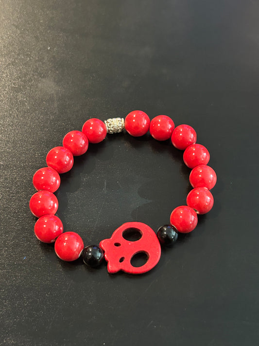 Red Flat skull bracelet