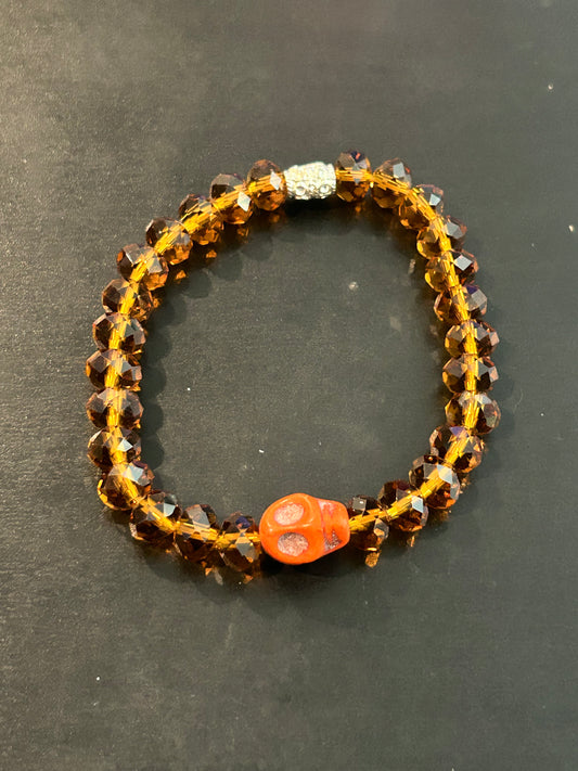 Burnt faceted stones w/3D Orange skull