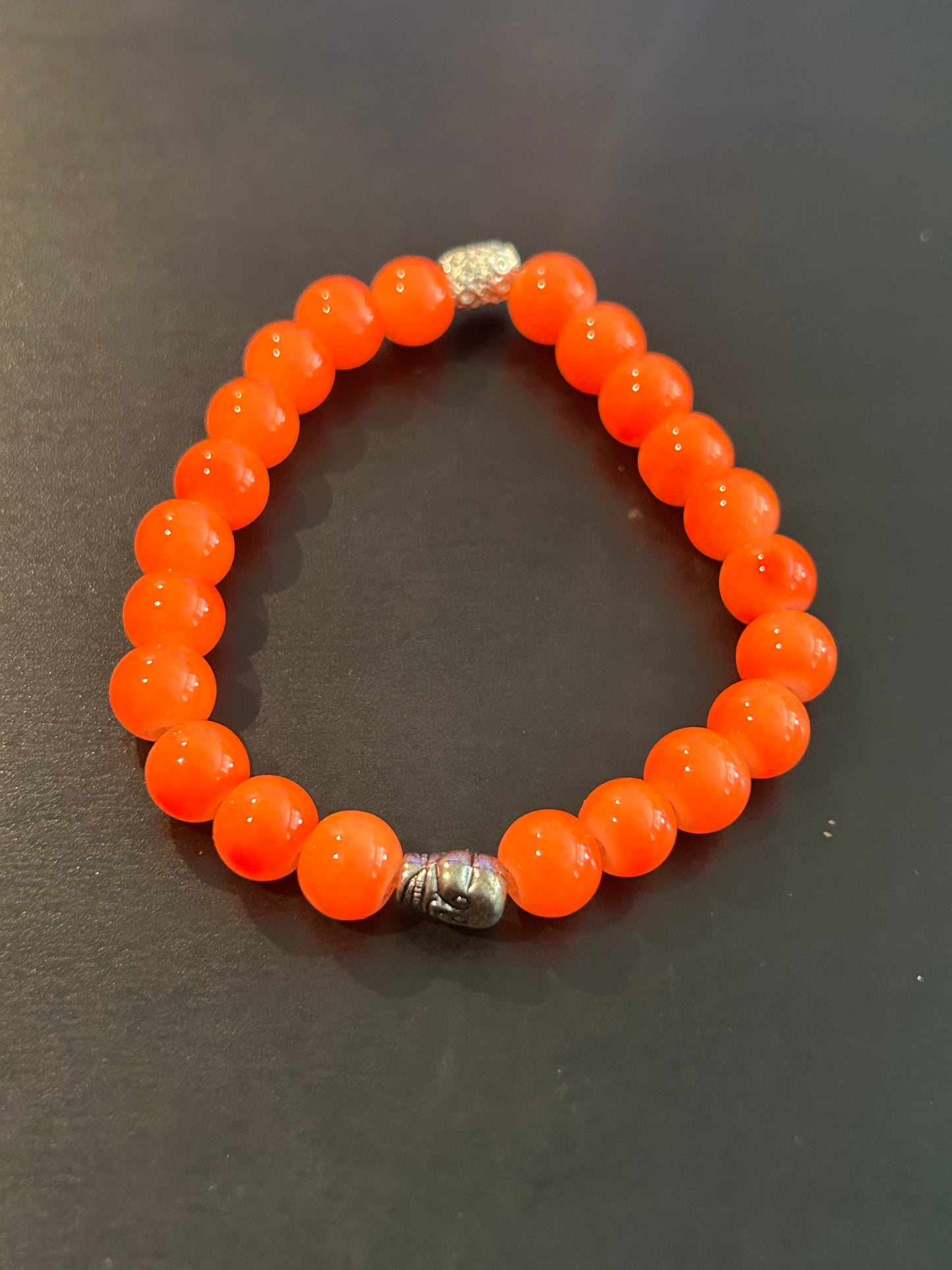 tangerine bright orange w/mini skull bracelet