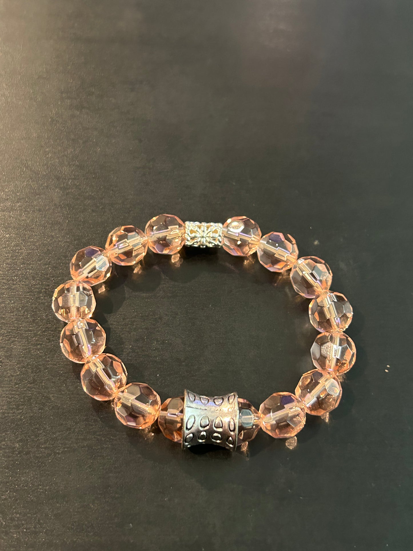 pink stones w/silver (small size) stretch bracelet